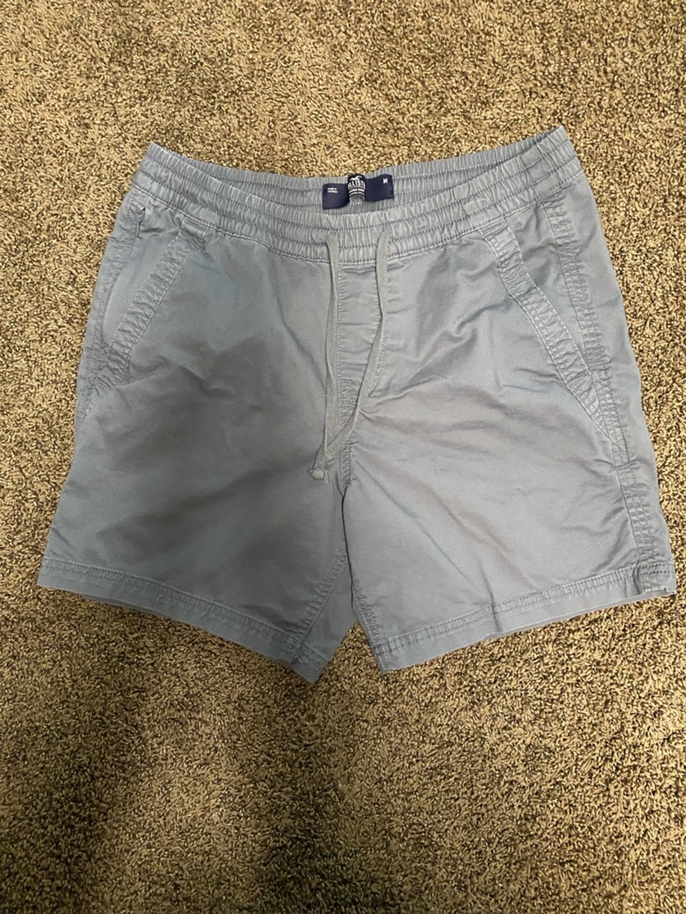 Hollister Grayish Blue Elastic Waist Drawstring Shorts